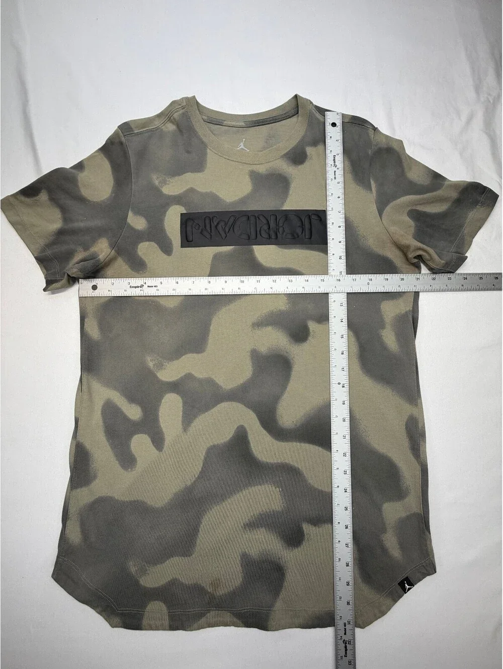 Jordan Men's T-Shirt Camouflage Short Sleeve Crew Neck Cotton Size Large Green